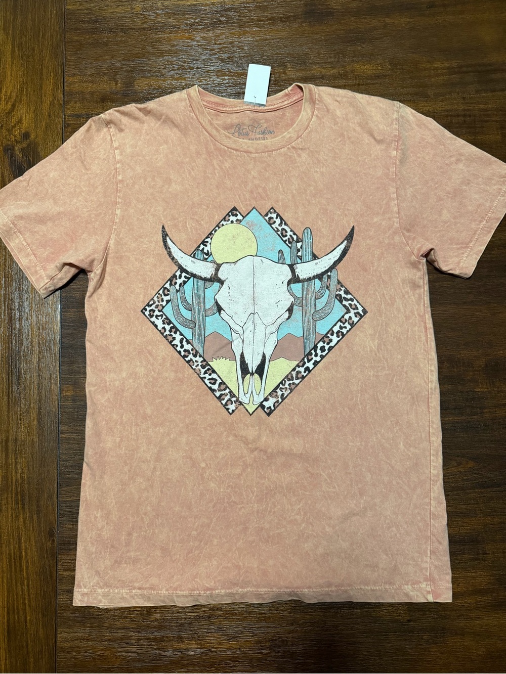 Women's Peach Short-Sleeve Graphic Skull Tee